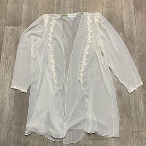 Flora Nikrooz Nightgown Embroidery Sheer Mesh See‎ Through Intimate Sleep Duster